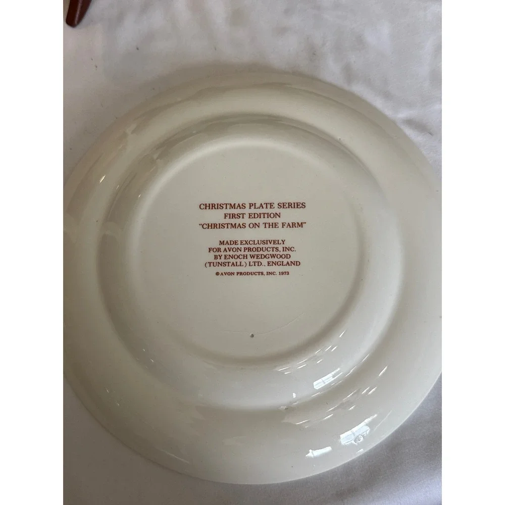 Avon Christmas Plates 1973 First Edition 1975 Enoch Wedgwood England Set of 2